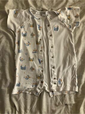 Kissy Kissy White Romper with Blue and Orange Knight Print